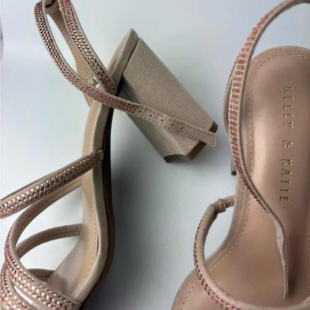 Kelly & Katie blush/nude rhinestone heels 7.5
